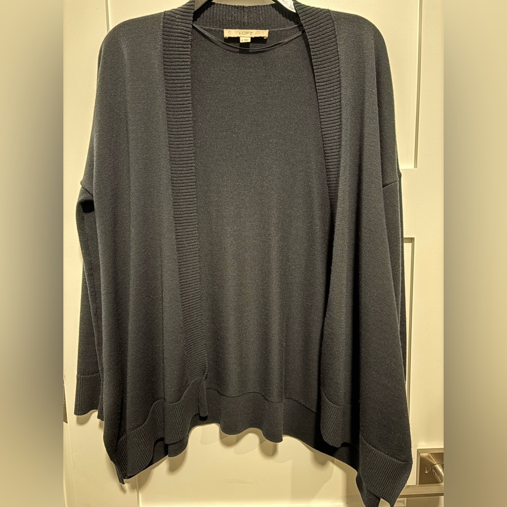 Ann Taylor Loft Navy Drape Open Cardigan Size Small